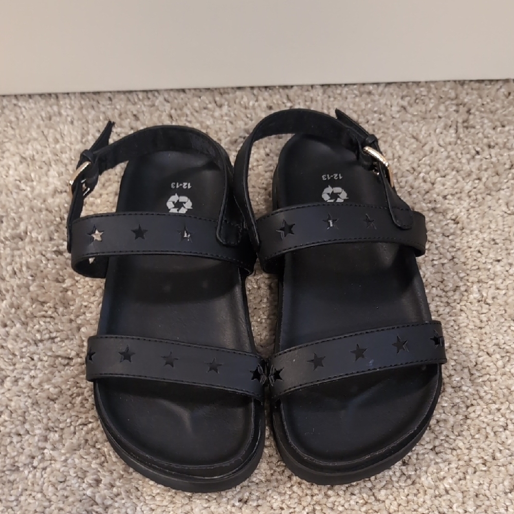 Girls Gap Black Leather Sandals